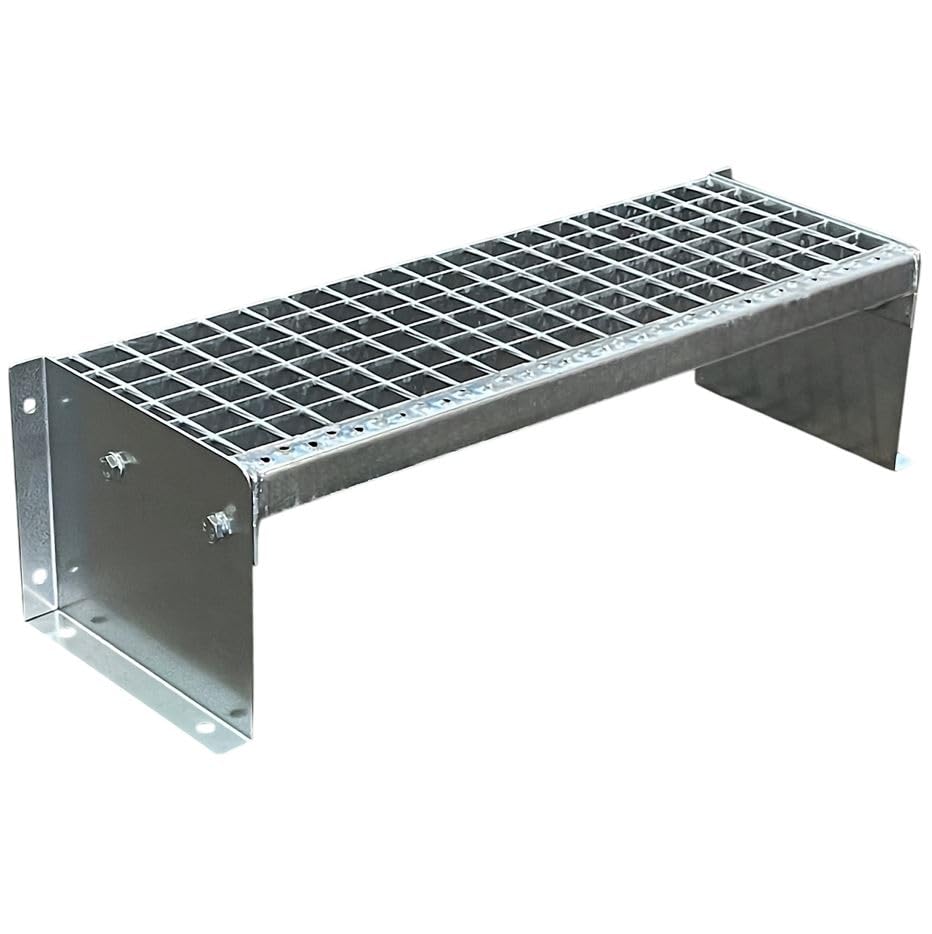 SRM Design 1 Stufen Treppe 100cm Breite Stahltreppe Standtreppe Wangentreppe Gitterrosttreppe Außentreppe Industrietreppe verzinkt Geschosshöhe 20cm
