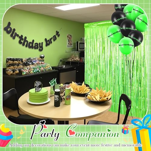 Image of Hahafelt Green Birthday Brat Decorations Include 1 Banner, 2 Pcs Fringe Curtains, 24 Pcs Green Black Balloons and White Ribbon for Bachelorette Birthday Brat Party Decorations