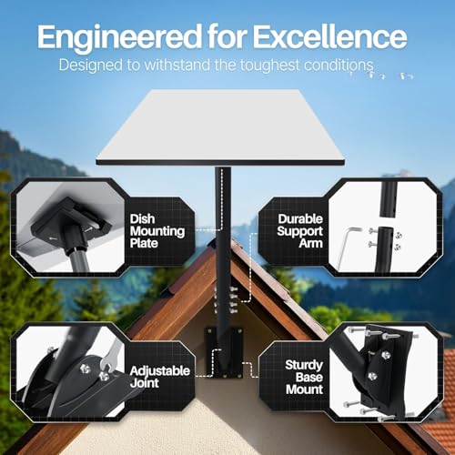TNP Pole Mount Kit for Starlink Gen 3, 30-Inch Adjustable Roof/Wall Bracket - image 4