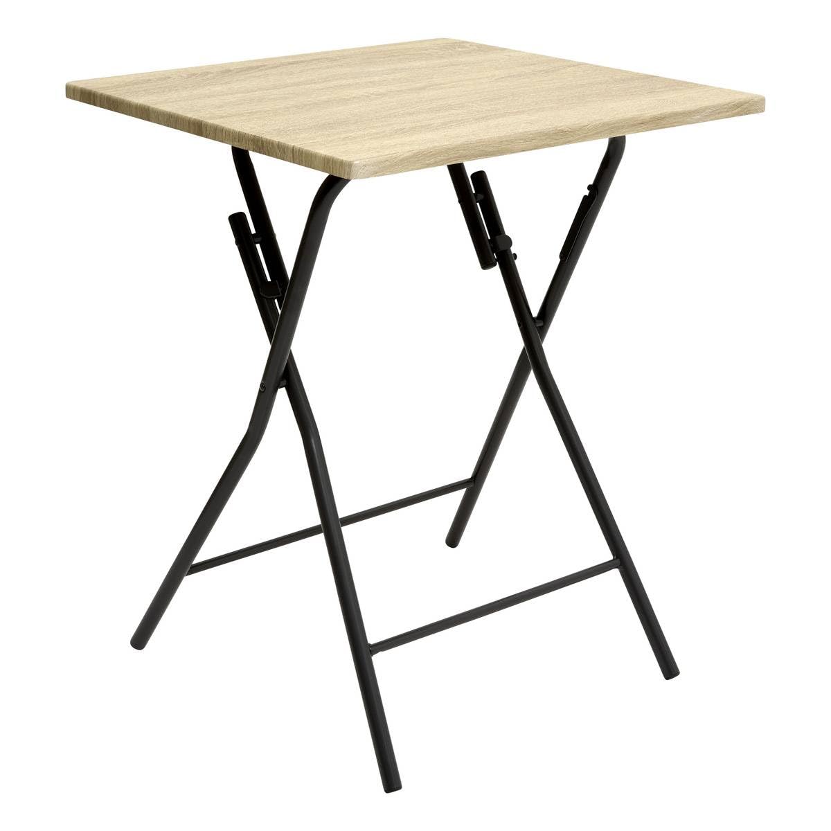 Table pliante effet bois et noir style industriel 60 cm de la marque 5five