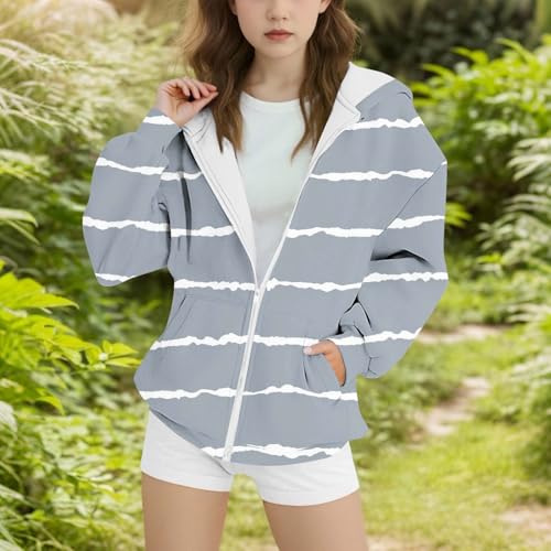 Girls Zip Up Hoodie Kids Fashion Striped Sweatshirt Jacket with Pockets 2025 Fall Winter Treney Outwear 4-15 Years2