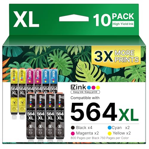 E-Z Ink Compatible 564xl Ink cartridges for hp Printers Replacement for hp 564 Ink cartridges Combo Pack Black and Color for PhotoSmart 7520 7510 6510 6520 DeskJet 3520 3522 OfficeJet 4620 (