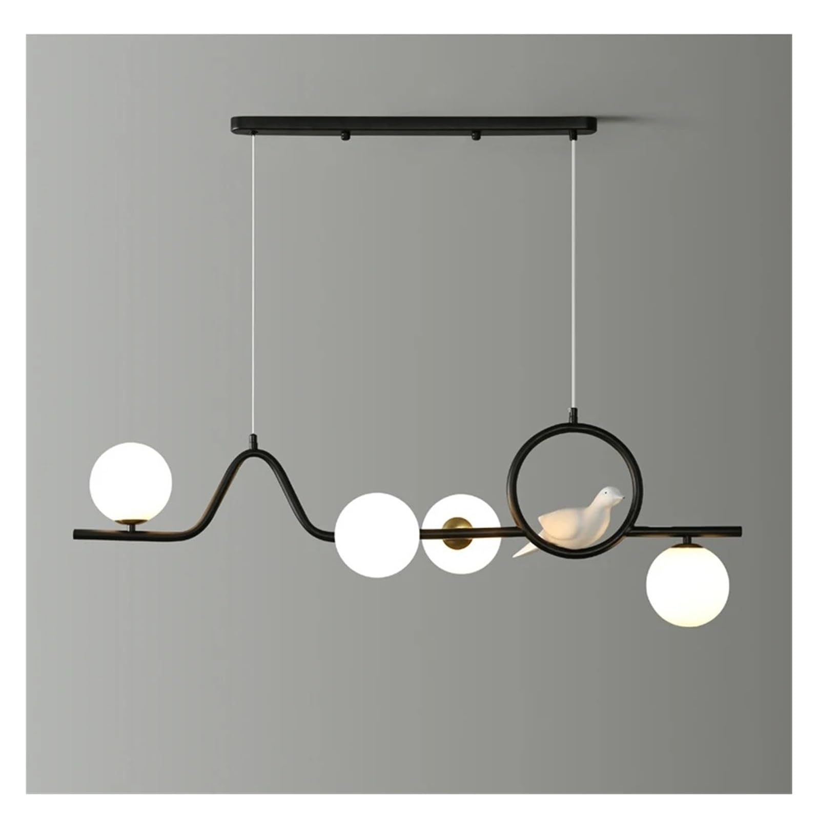 CWCQGH Kitchen Table Light Fixtures Gold Bird Bar Pendant Light Shop Glass Globe Ceiling Pendant Lights Home Decorating,Black-Bird