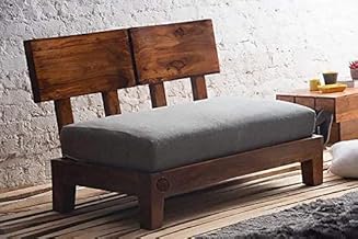 SHRI MINTU'S ART Solid Sheesham Wood 2 Seater Sofa Set for Living Room | Two Seater Sofa Couch for Office and Lounge | Rosewood, Honey Brown Finish