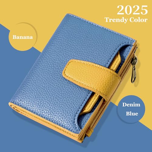 Image of Airkit Small Wallet Women RFID Blocking Soft Leather Bifold Compact Card Holder Wallet for Women with Zipper Coin Pocket 4 ID Window