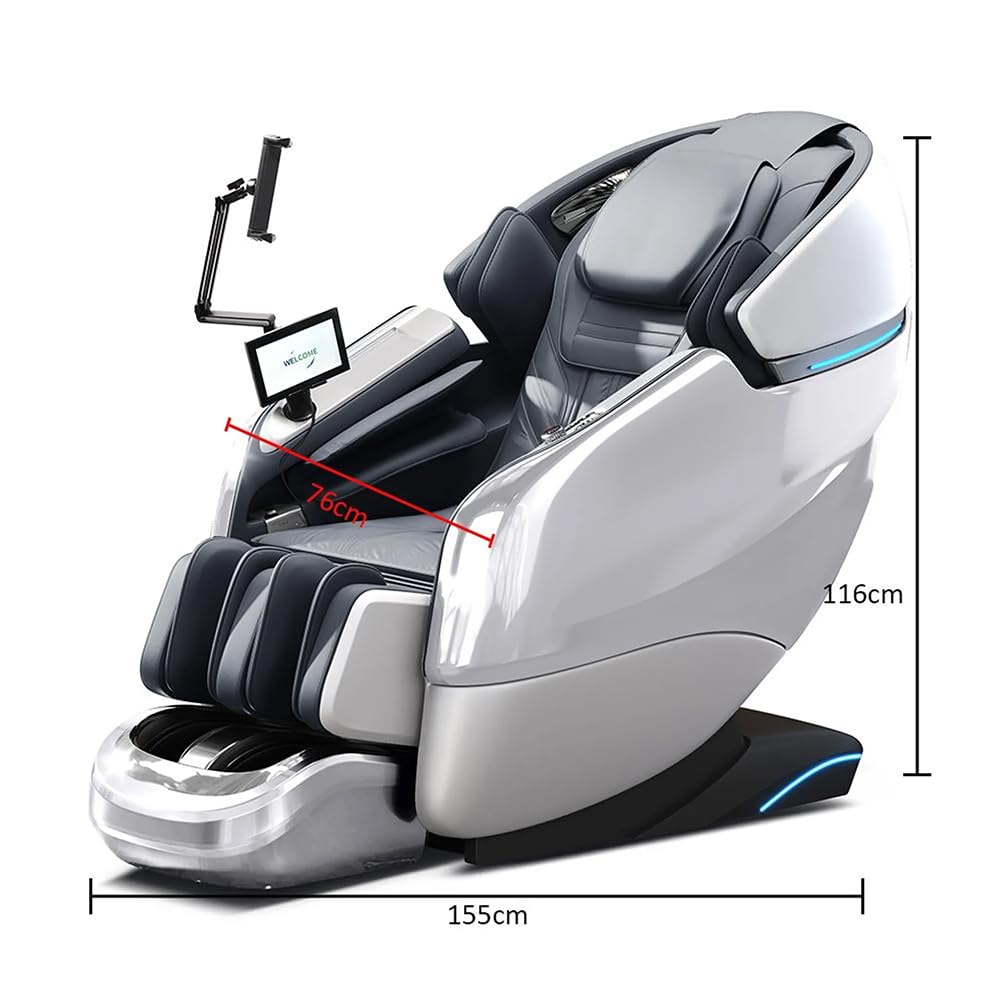 Generisch Poltrona massaggiante 4D per tutto il corpo, con funzione riscaldante, massaggio profondo, adatta per tutto il corpo, binari Bluetooth SL【G6】 (bianco)