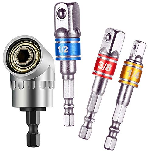 3/8 Driver For Drill,Power Nut Driver Set,1/2 Impact Sockets,Hex Impact Bits,1/2 Driver Socket Set,Right Angle Screwdriver Set Drill Socket+1/4