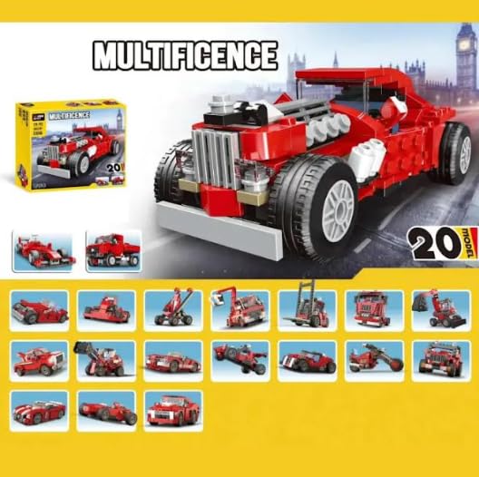 Image of Galaxy Hi-Tech 20-in-1 Magic Building Blocks Set 268+ Pieces Creative Construction Toy for Kids |Includes Instruction Manual Ideal for Boys & Girls Ages 6+ DIY Brick Vintage Car, Truck, Bike Models