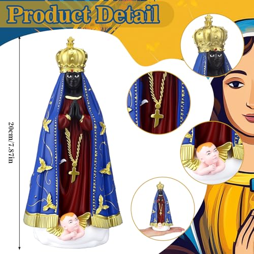 Estatua Religiosa Nuestra Señora Aparecida 8'' Resina miniatura 3