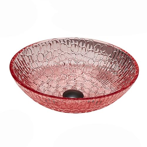 ZYCDP Vasque Salle De Bain Rond À Poser Lavabo Cristal En Verre 395 X 395 X 130 mm Rouge