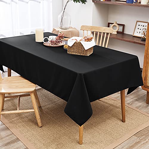Deconovo テーブルクロス オクスフォード生地 撥水 北欧 おしゃれ 無地 ブラック 140cmx220cm