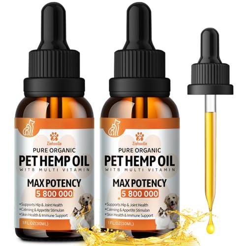 2 Packs Hеmp Oil for Dogs Cats, Organic Hеmp Oil Drops for Αnxiety Rеlief, Strеss, Pαin, Calming, Sleеp, Αrthritis, Promotes Skin Hip Joint Hеalth - Αnti-Inflαmmatory - Omega 3-6-9 Pet Drops