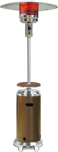 Hanover H002BRSS - Sombrilla de acero de propano de 7 pies y 48.000 BTU para patio en bronceacero inoxidable, H002BRSS