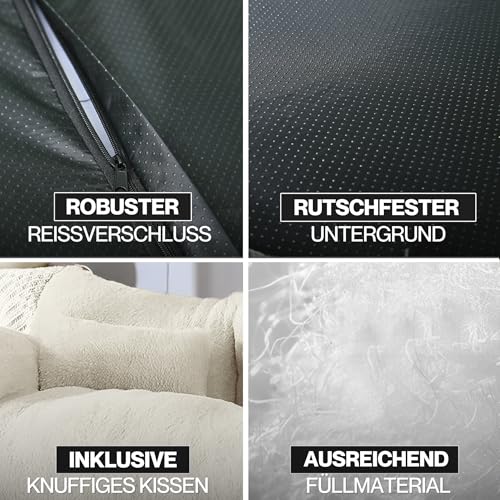 noviclass® Katzensofa Simba Katzen Hundesofa | Inklusive Mini-Kissen | 70x48cm | Katzenbett Hundebett kleine Hunde | Flauschig ausreichend gefüttert | Bezug abnehmbar (Creme)