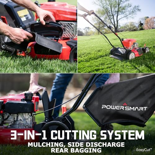 PowerSmart EasyCut 18-Inch Gas Lawn Mower, 144cc 4-Stroke OHV Engine, Push Walk-Behind, 3-in - Additional View