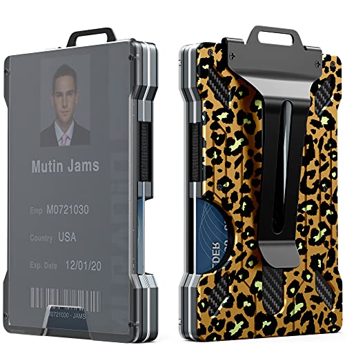 Image of Wallet For Men - Slim Aluminum Metal Money Clip, Leopard print