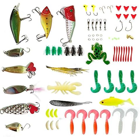 Apusale Fishing Lures Kit Bass Baits Tackle-Including Crankbaits, Spinnerbaits, Plastic Worms, Jigs, Topwater Lures, Tackle Box and More Fishing Gear Lures Kit Set Cover