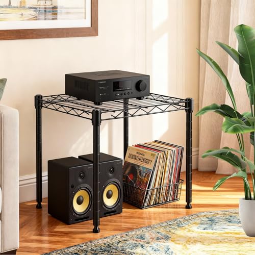 Image of 1-Tier Wire Shelving Unit, Stackable Metal Storage Shelves, Versatile Utility Shelves & Wire Rack for Garage Shelving, Pantry Shelves, Office, Living Room,Black