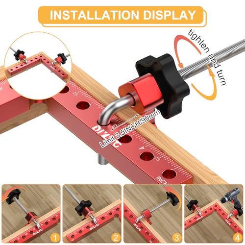 Corner Clamp for Woodworking, 90 Degree Corner Clamp, 4 Pack 5.5"x 5.5" Aluminum Alloy Right Angle Woodworking Tools, Positioning Squares for Picture Frame, Box, Cabinets, Drawers