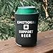 Emotional Support Beer - Can Sleeve Cooler Insulated Drink Hugger Coolies - Gifts for Dad from Son Daughter Fathers Day - Funny Birthday Present Idea for Him Men Boyfriend Husband (Black, 2 Pk)