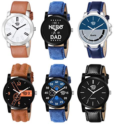 SWADESI STUFF Analogue Multi Dial Leather Strap Watch For Men And Boys, Multi-Color Band