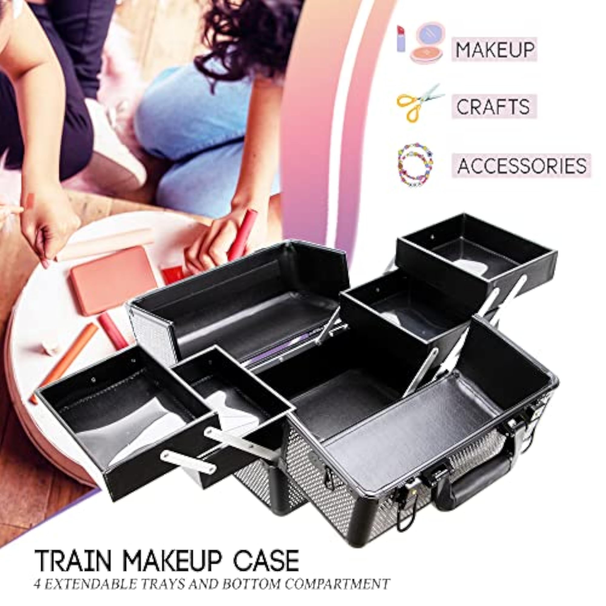 Cosmetic Train Makeup Case Organizer Storage
