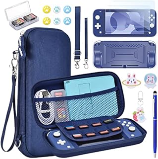Obudowa NS Switch Lite zestaw akcesoriów innoAura 17 w 1 NS Switch Lite z futerałem do przenoszenia Switch Lite, futerałem gier Switch, osłoną ekranu Switch Lite, podstawką przełącznika (niebieski)