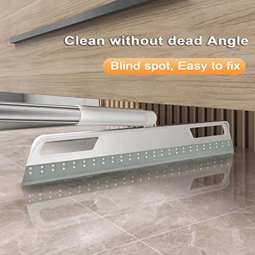 Floor Squeegee Multifunction Magic Broom, 4-in-1 Easily Dry The Floor Surface and Remove Dirt and Hair, pet Hair Remover, Liquid, Glass Wiper, Sweeper Broom for Living Room, Kitchen, Bathroom（Gray）
