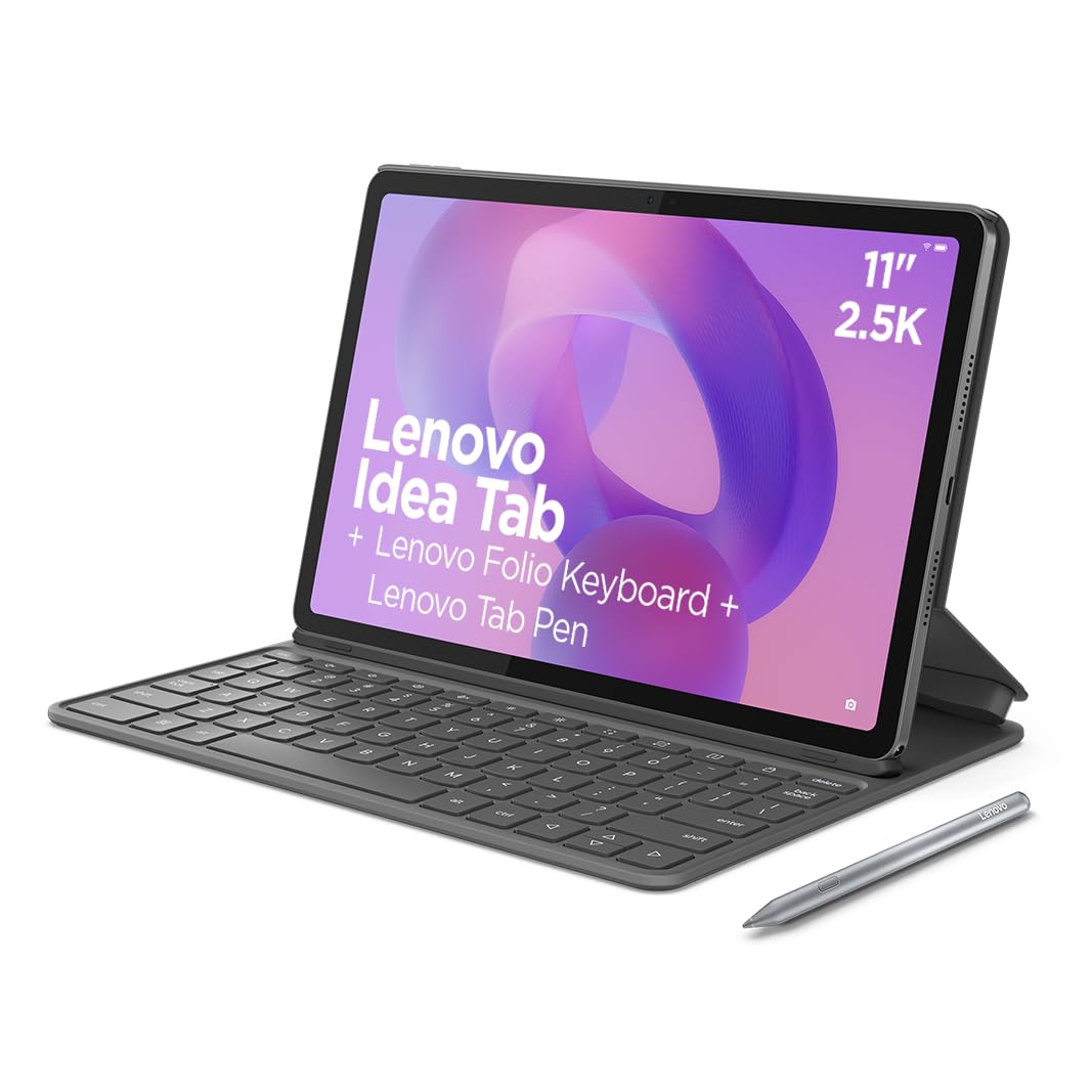 Lenovo Idea Tab – Tablet 11″ 2.5K (MediaTek Dimensity 6300, 8 GB RAM, 256 GB UFS, 90 Hz, 4 Altavoces, Wi-Fi 5, Bluetooth 5.2, Android 15) Color Gris – Incluye Teclado Folio + Tab Pen