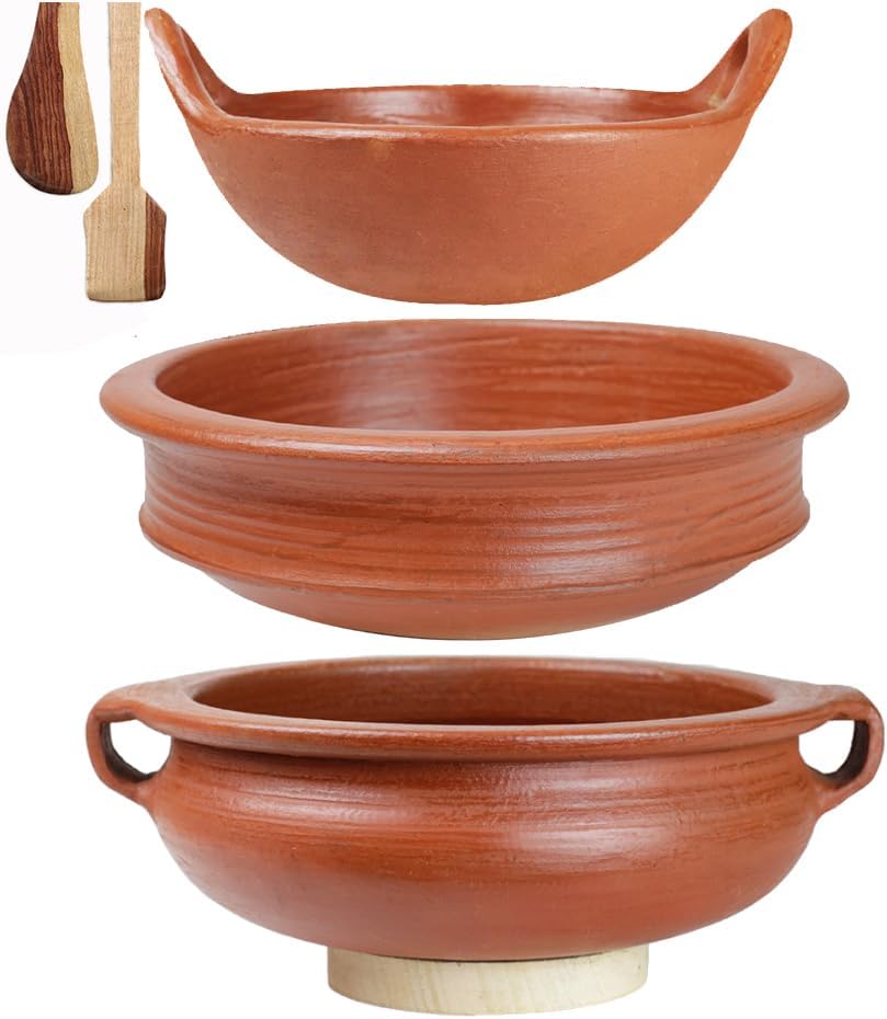 - Craftsman India Online Uncoated Craftsman Clay Handi/Pot For Cooking And Serving Combo 1, 2 & 3 Liter, Red