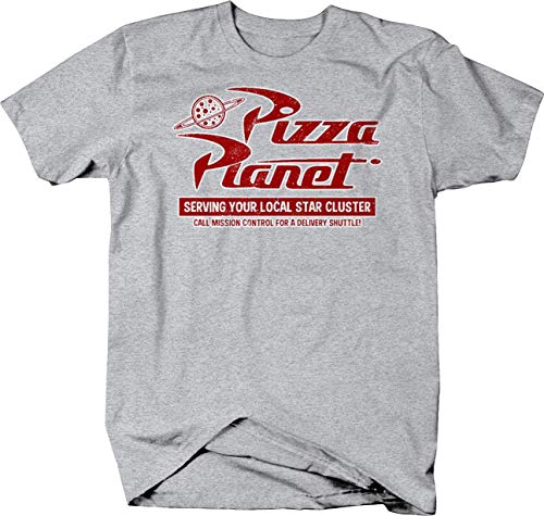 MTX Style Pizza Planet Delivery Movie T Shirt for Men Large Heather Grey