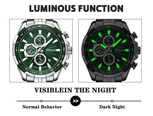 Image of CRRJU Men's Fashion Luxury Stainless Steel Watches for Men Business Auto Date Chronograph Analog Quartz Wristwatches