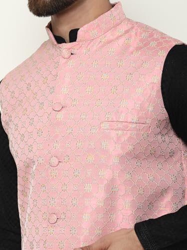 Image of SOJANYA (Since 1958 Men's Cotton Linen Maroon Kurta and White Pyjama with Mustard Cotton Nehru Jacket