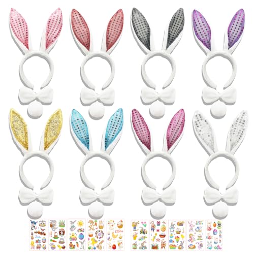Cfivwiuy 134Pcs Bunny Costume Set with Rabbit Ear Headbands Bow Ties Rabbit Tails and Temporary Tattoosperfect for Easter Birthday Parties and Halloween Celebrations.