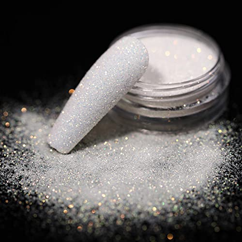 0.2Mm Shimmer White Rainbow Nail Glitter Holographic Shining Sugar Nail Glitter Candy Coat Powder Sugar Coating Effect Powder Nail Pigment Powder Nail Art Decorations Dust Diamond Dust For Nails #TOP5