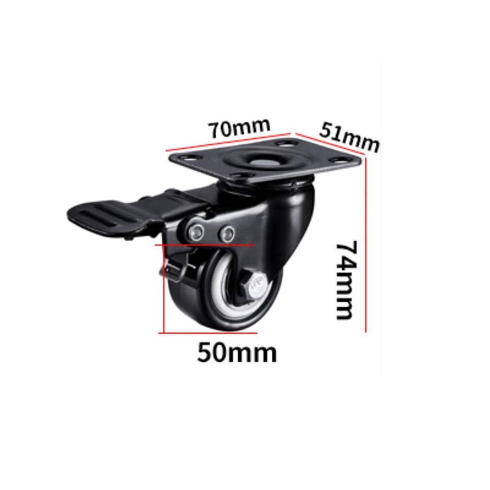 Koła, 4 × 2 cale 50 mm z hamulcem Stała płyta Uniwersalny obrotowy cichy wózek Łóżeczko dziecięce - 200 KG(4 Brakes)