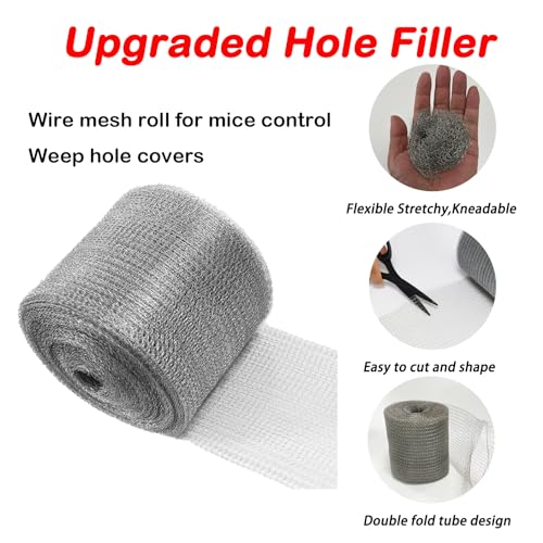 wire mesh for mice control 5 in x 30fthole fill fabric weep holes covers upgraded stainless steel wire mesh roll flexible stretchy mesh fabric for garden house and diy rodent barrier