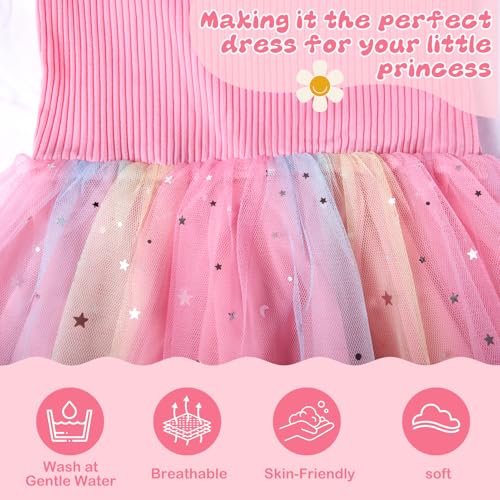 Toddler Girls Long Sleeve Tulle Dress, Sequin Girls Tutu Puff Princess Dresses for Christmas Wedding Birthday Party 2-7Y4