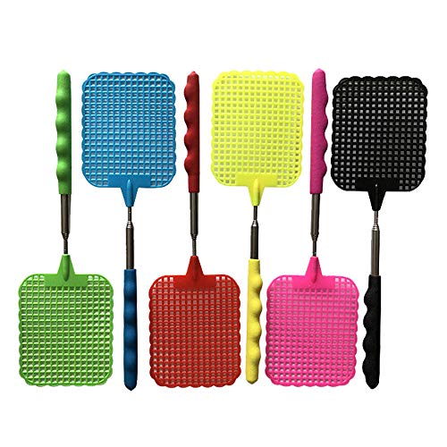 Preisvergleich Produktbild Ritte 6er Set Teleskop Fliegenklatsche, Einziehbare Fliegenklatsche, Mehrfarbiger Kunststoffgriff Fliegenklatsche Aus Edelstahl Für Die Bekämpfung Von Fliegen, Insekten Und Schädlingen