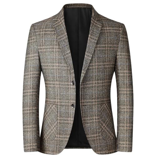 Men's Plaid Blazer Business Sports Coat Slim Fit Plaid Suit Jackets Blazer for Wedding Party