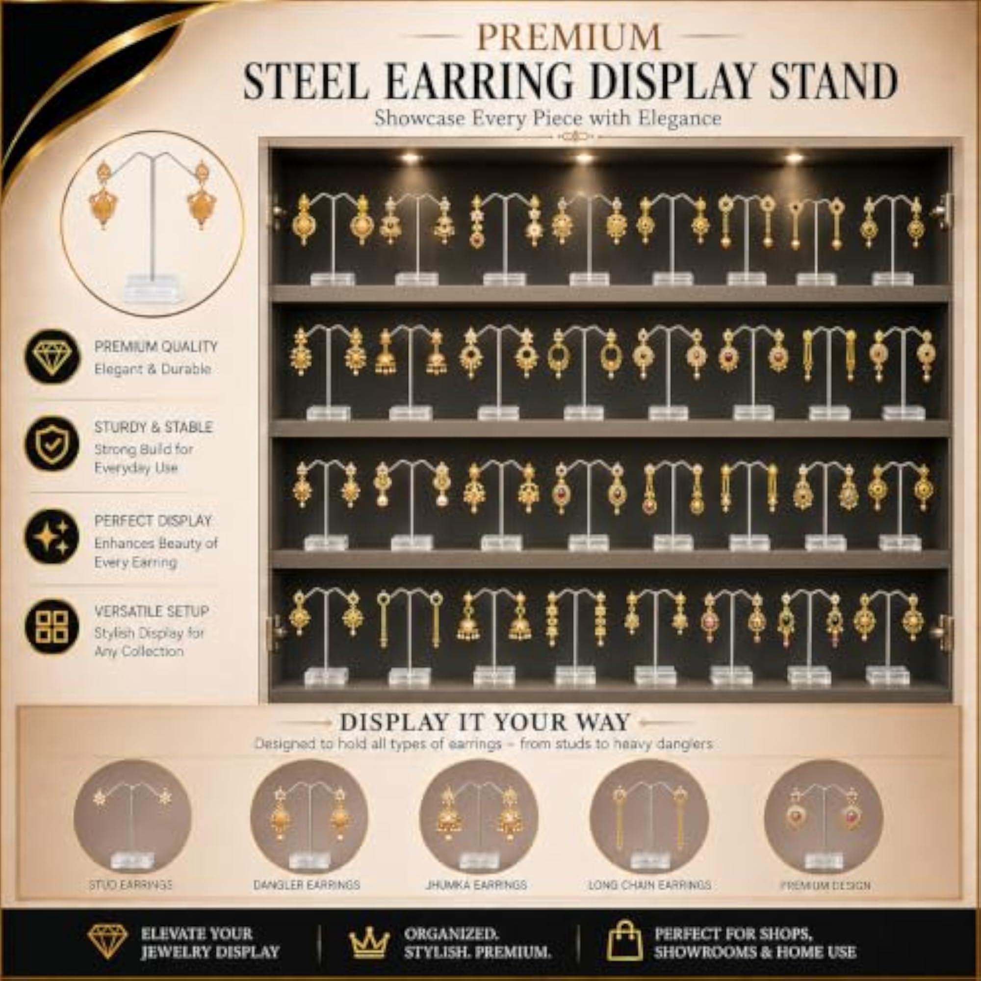 Metal Earring Display Stand Holder, Pack of 12