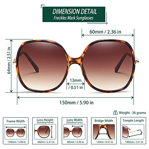Image of Freckles Mark 70s Super Oversize Square Sunglasses for Women Vintage Rectangular Plastic Frame