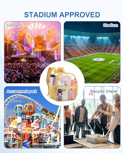 Image of Clear Backpack for Stadium Events, 12x12x6 Small Clear Plastic bag with Reinforced Straps for Game Security Festival Concert