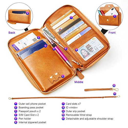 Nuoku Passport Holder, Rfid Blocking Passport Wallet With Zipper 2 Straps thumb #2