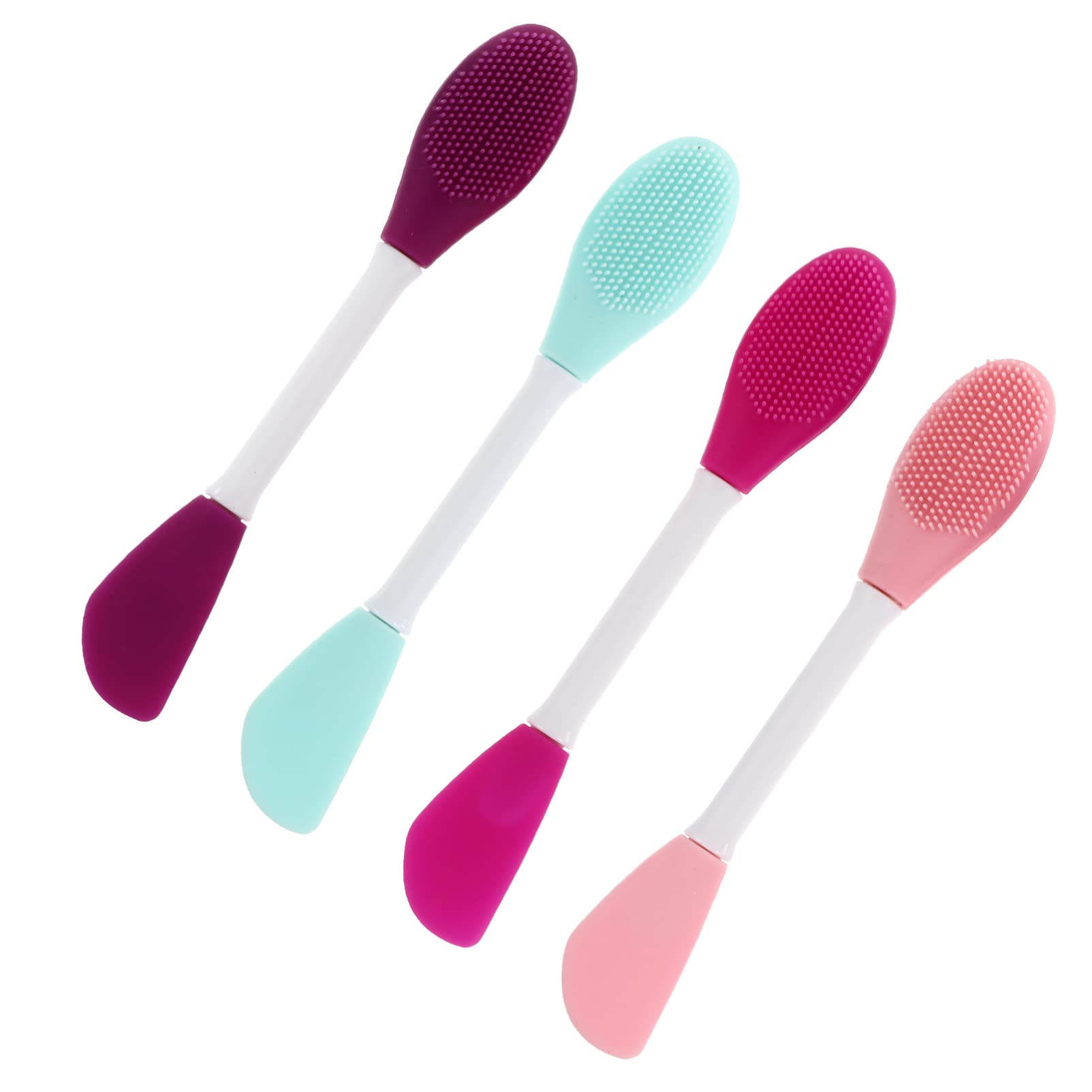 Healeved 4pcs Silicone Mask Stirrer Makeup Applicator Brush for Face Skin Care Non-slip Handle Safe Versatile Beauty Tool