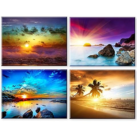 Piy Painting Beach Scenery at Sunrise Canvas Painting the Beauty of Nature Wall Art For Home Decor Print On Canvas Artwork Waterproof Stretched and Framed For Room Birthday 30x40cm Cover