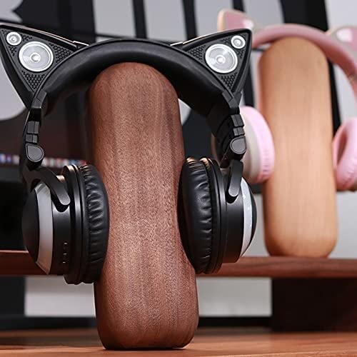 Supporto Per Cuffie Porta Cuffie Supporto Per Cuffie Universale In Legno Noce/faggio + Per Auricolari In Ottone Staffa Per Espositore Da Tavolo Per Gioco Organizzare(Black walnut)