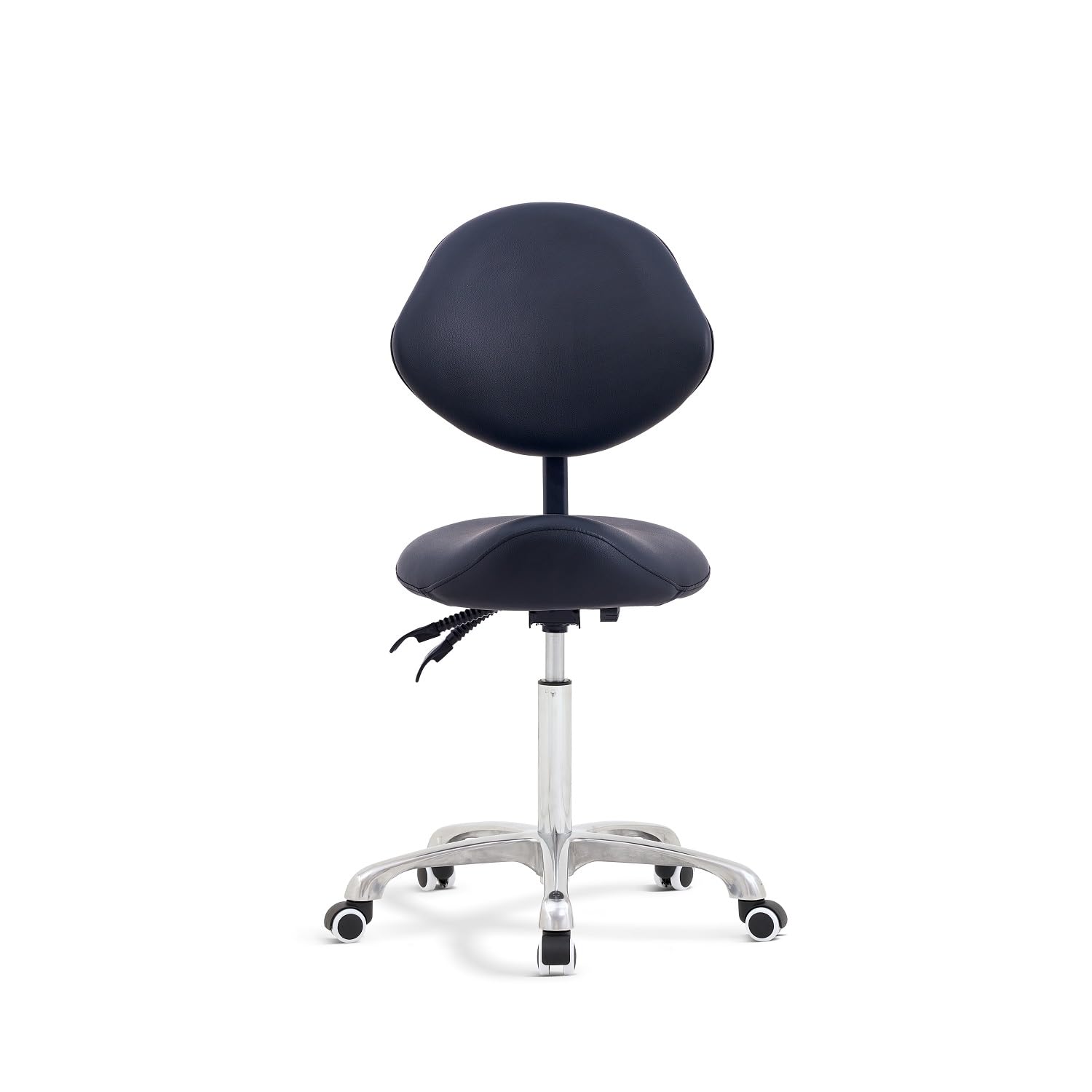 Tabouret Ergonomique À Roulettes Avec Dossier-Selle De Cheval Anti Mal De Dos-Haute Qualité-Roulettes Silicone Silencieuse-Vérin Gaz Classe 3-Hauteur Réglable 55-75Cm Professionnel