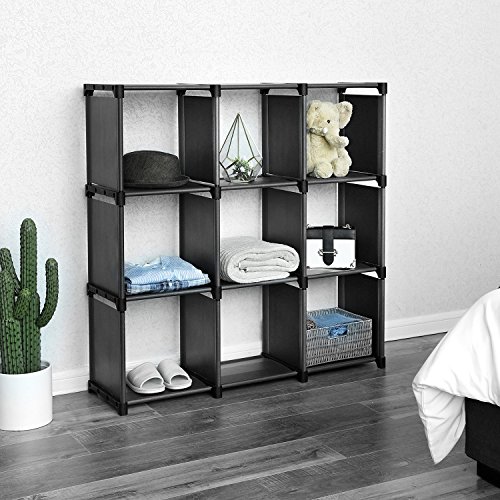 Étagère de rangement à 9 compartiments meuble ouvert noir 110cm