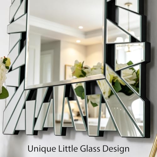Image of 40 inch x 28 inch Large Wall Mirror with Glass Frame for Living Room